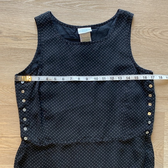 Laura Ashley Silk Polka Dot Tank Top Button Detail Black White Blouse Size 8 - Picture 6 of 7